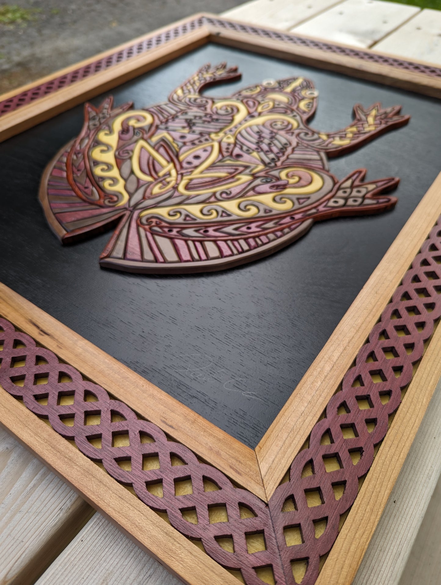 Goderich Celtic Roots Festival 2023 'Celtic Frog' Intarsia Artwork