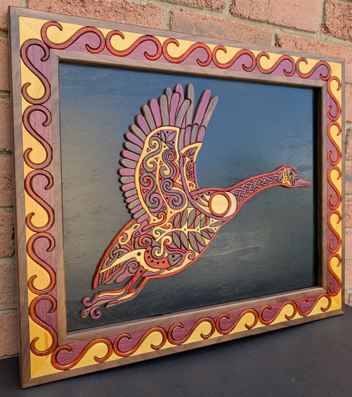 Goderich Celtic Roots Festival 2025 'Celtic Goose Taking Flight' Intarsia Artwork
