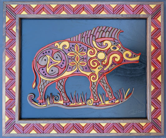 Goderich Celtic Roots Festival 2026 'Boar of Wisdom' Intarsia Artwork