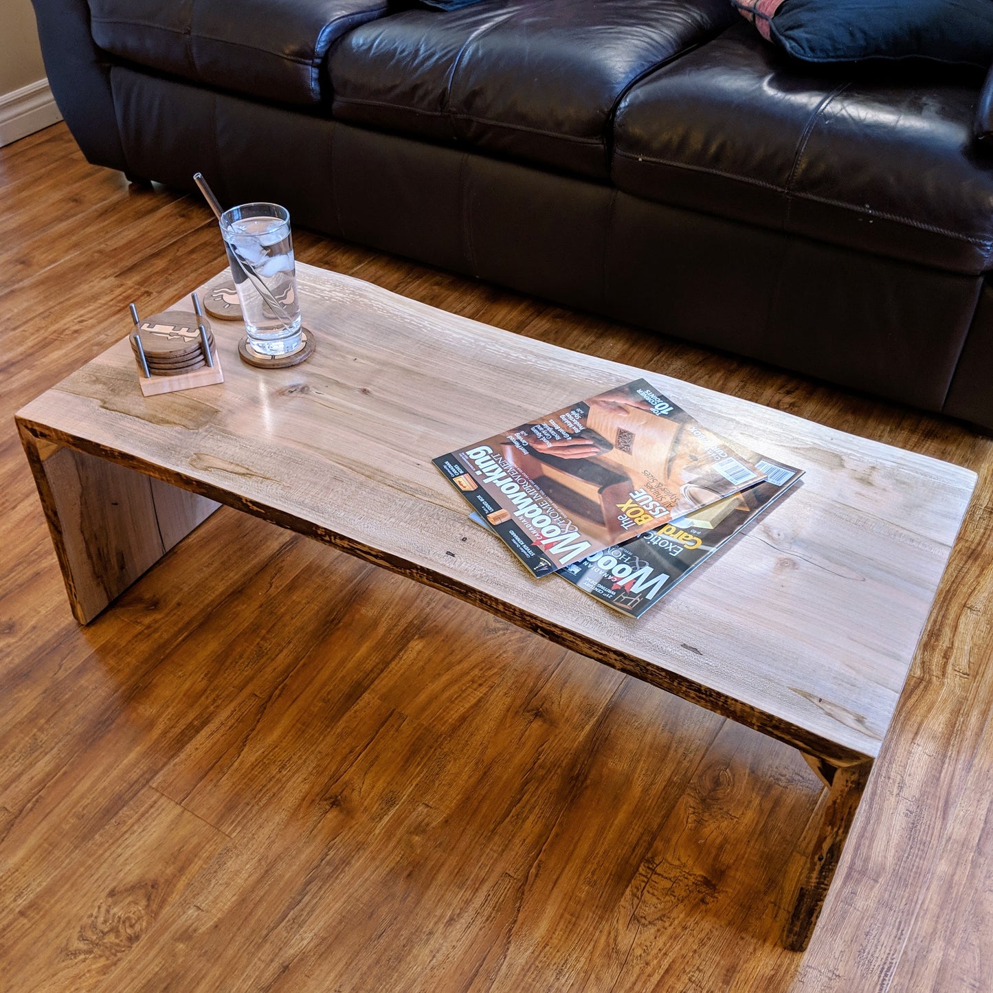 Handmade Ambrosia Maple Waterfall Coffee Table