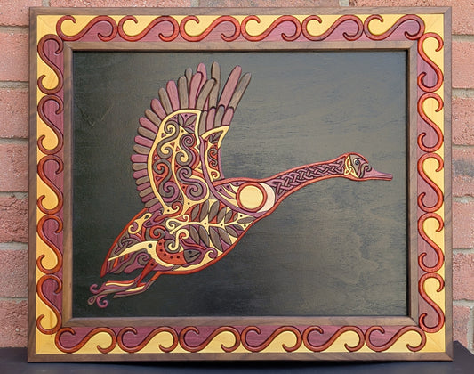 Goderich Celtic Roots Festival 2025 'Celtic Goose Taking Flight' Intarsia Artwork