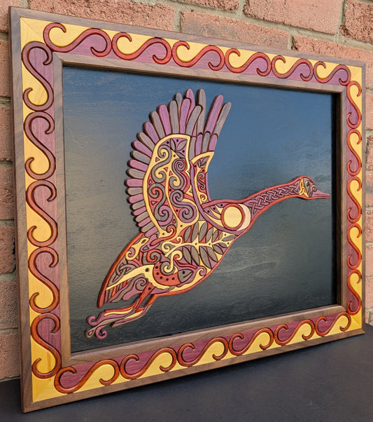 Goderich Celtic Roots Festival 2025 'Celtic Goose Taking Flight' Intarsia Artwork