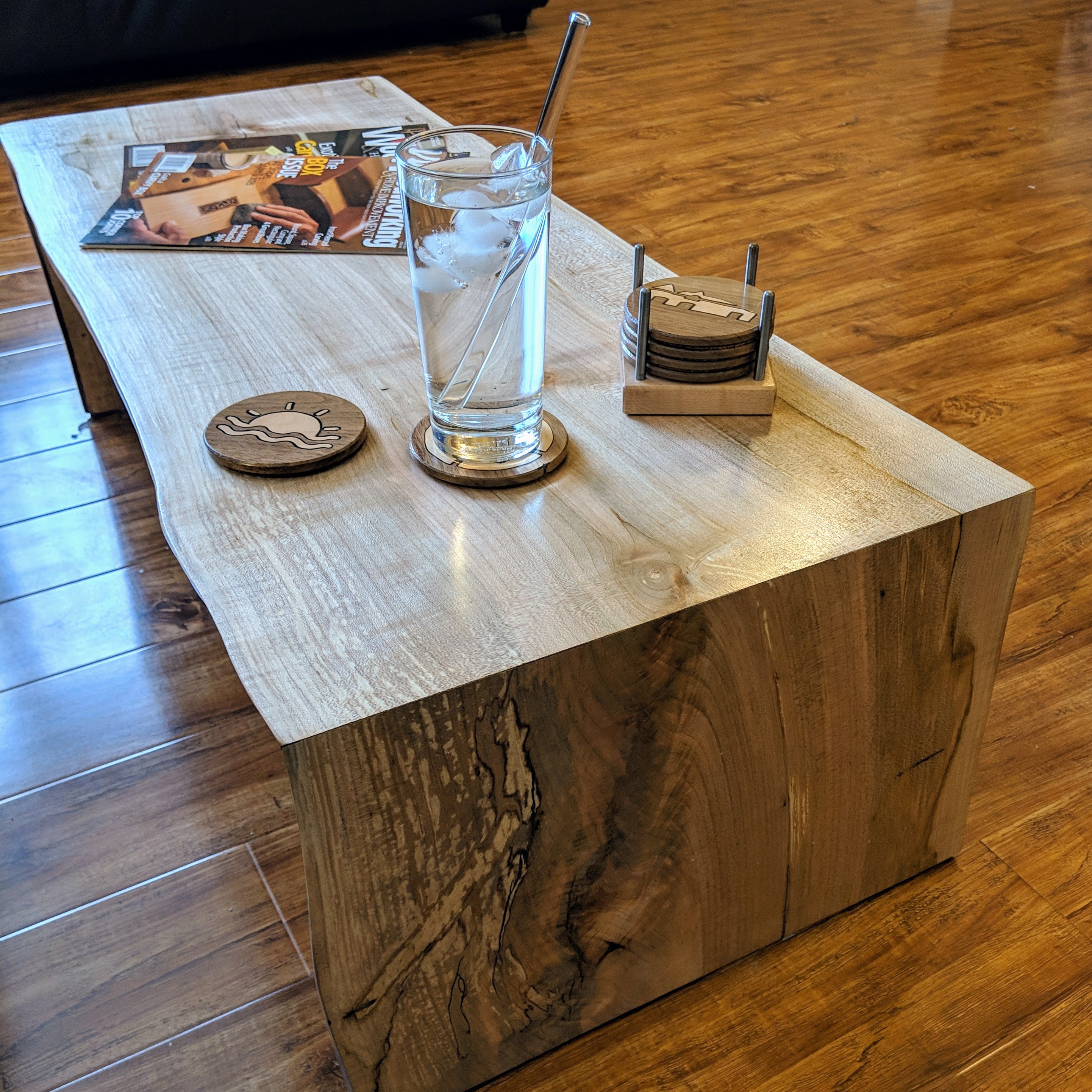 Handmade Ambrosia Maple Waterfall Coffee Table PaulTheMaker