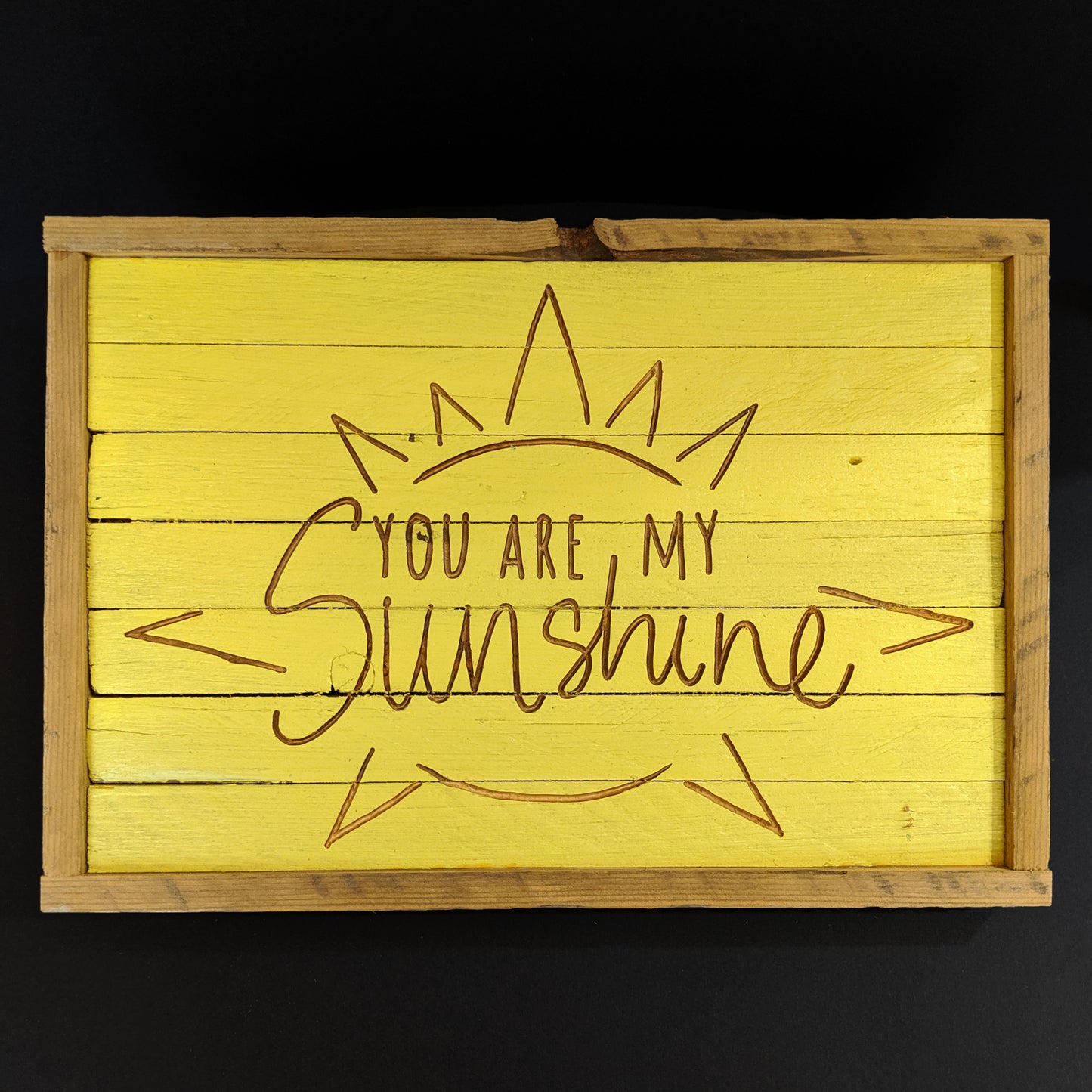 Reclaimed Wooden Engraved 'You are my Sunshine' Sign