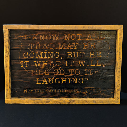 Reclaimed Wooden Engraved 'Moby Dick' Sign