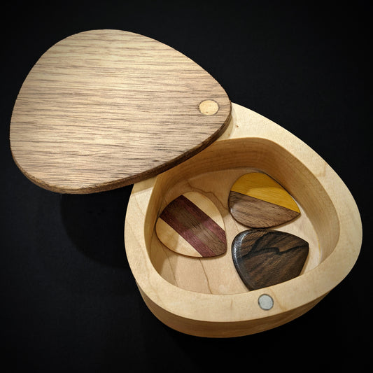 Guitar Pick Case with 3 Wooden Picks