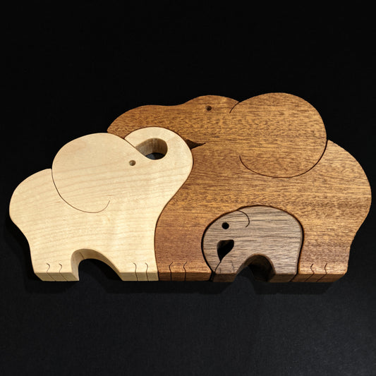 Cute Interlocking Elephant Family