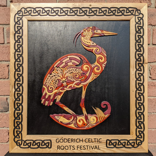 Goderich Celtic Roots Virtual Festival 2021 'Huron Heron' Intarsia Artwork