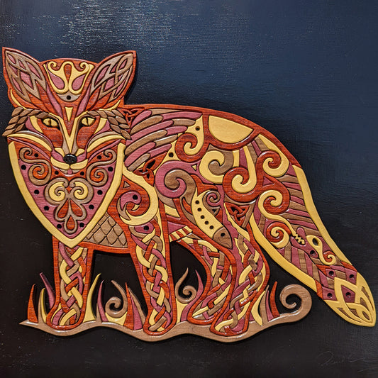 Goderich Celtic Roots Festival 2022 'Celtic Fox' Intarsia Artwork